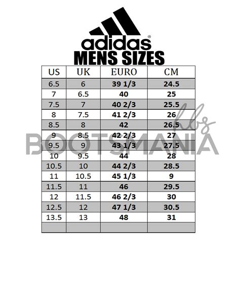 Adidas slides size chart